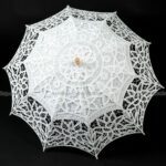 Бял дантелен винтидж чадър за фотосесия