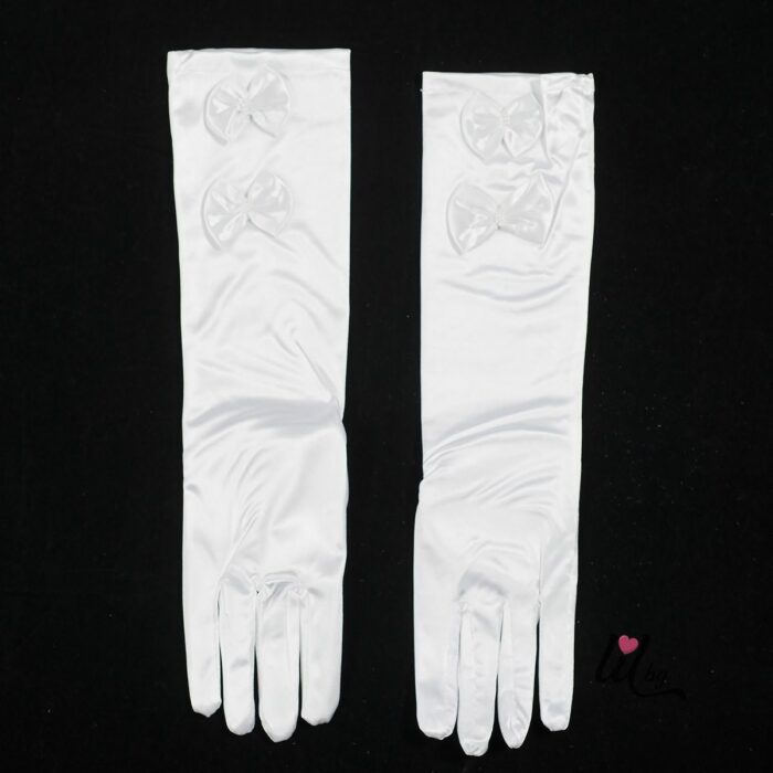Бели сатенени ръкавици