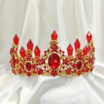 Червена бална корона с обеци dt418