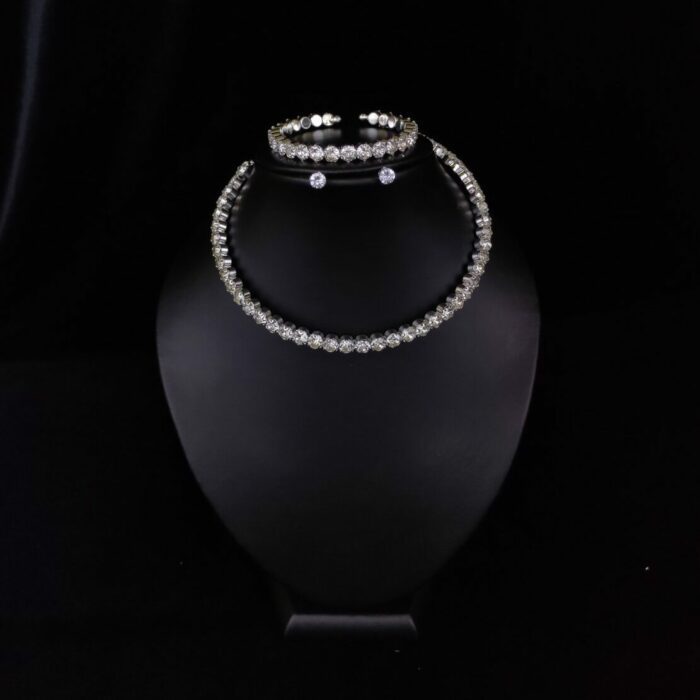 silver necklace with bracelet