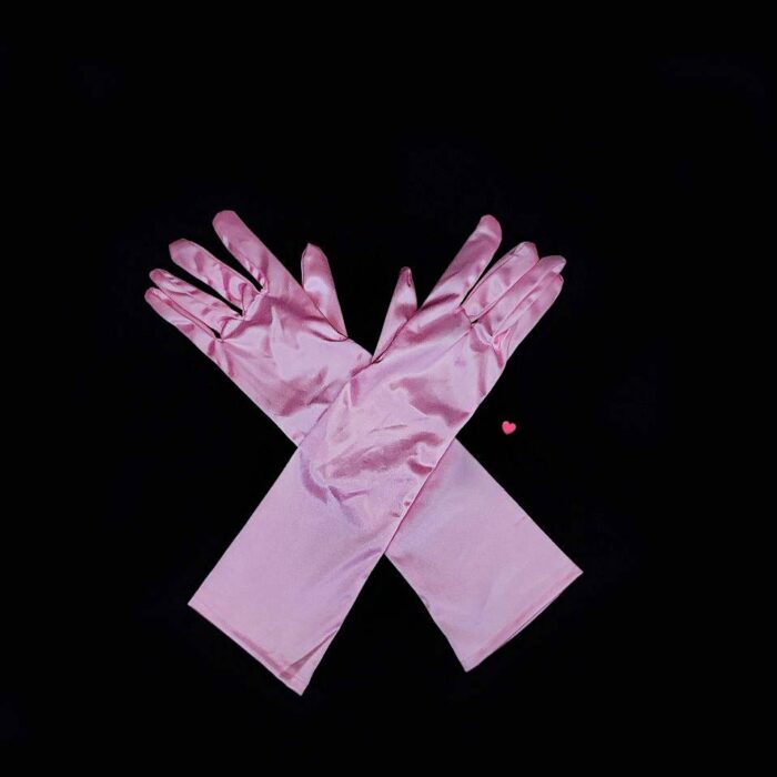 pink long gloves