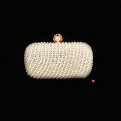 ivory pearls with crystal bag