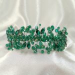 Зелена диадема с кристали и мъниста 556